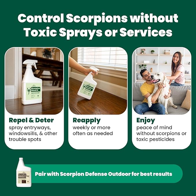 Cedarcide Scorpion Shield (Quart) Indoor Cedar Oil Pest Control Spray - Kills &amp Repels Scorpions and Other Pests Guaranteed - Pet Safe