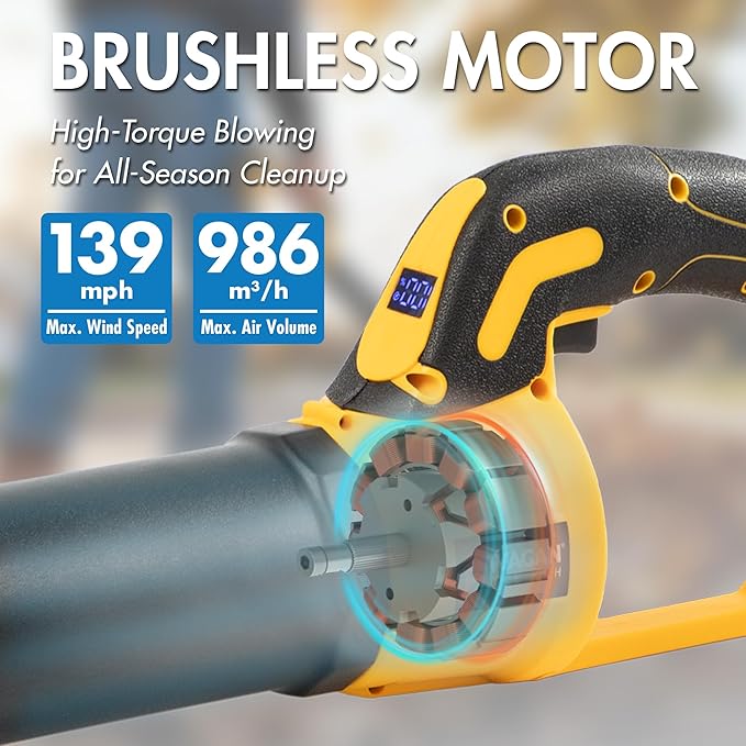 Wagan EL7214 OneVolt Cordless Leaf Blower 40000RPM Electric Air Duster with Extension Pipes UL Certified 3.0Ah 21V Battery 580CFM Lightweight Blower for Lawn Patio Dust and Snow