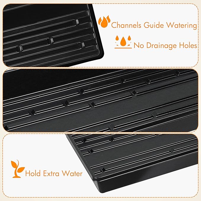 Gardzen 10 Pack Seed Trays Reusable Plant Grow Trays Ideal for Seed Starting Microgreens Indoor Gardening and Greenhouse Plant Nurseries - No Drain Holes 20x10