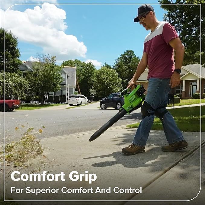 Greenworks 48V (24V x 2) 3-in-1 Brushless Blower Vacuum Mulcher (520 CFM / 240 MPH) Powerful for Yard Lawn Patio and Driveway Cleanup Includes (2) 6.0Ah Batteries and 100W Fast Charger