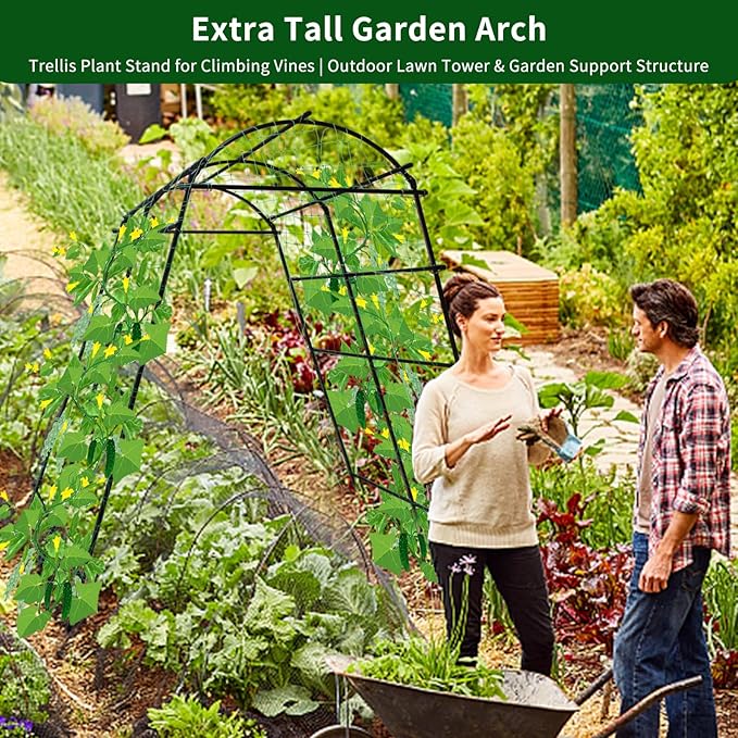 7 Ft Extra Tall Garden Arch Trellis for Climbing Plants Outdoor Lightweight Metal+PE Coated Garden Arch Trellis Plant Stand for Climbing Vines Lawn Tower &amp Garden Support Structure