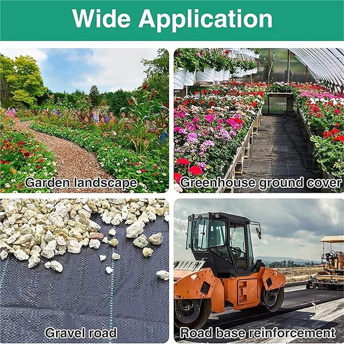 Weed Barrier Fabric Anti-Aging Weed Barrier Ground Cover PP Woven Control Fabric for Plant Anti Grass Greenhouse Mat(1x10M)