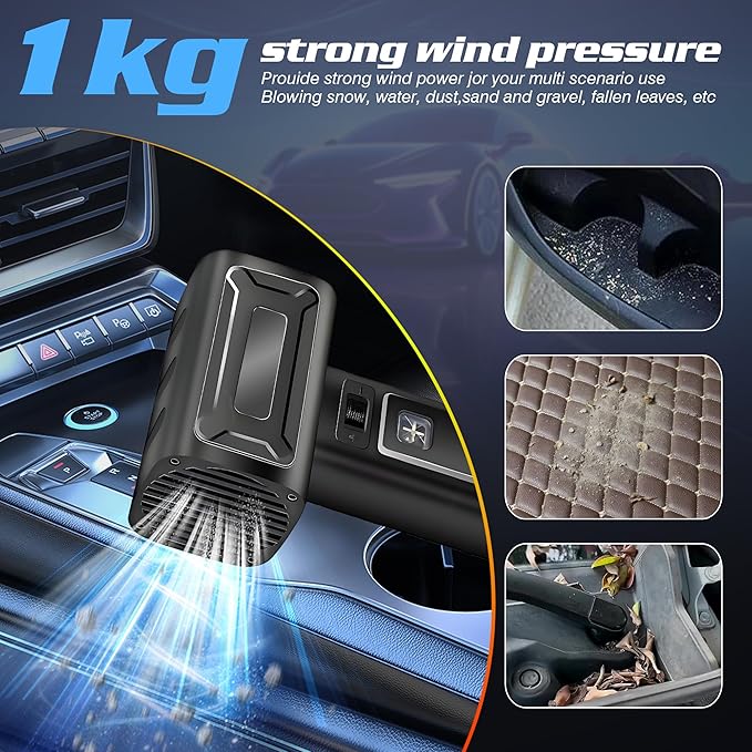 SELFIE CAT 60000RPM Cordless Turbo Dryer Blower for Car 750W &amp 64MM Duct Handheld Leaf Blower with Battery 2.09LB Lightweight Leaf Blowers for Indoor Outdoor Sweeping Patio Lawn Careand Car Dryi