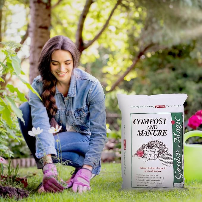 Michigan Peat 40 Pound Garden Magic Compost and Manure with Odor Free Blend and Naturally Moist and Fibrous for Lawn and Garden 3 Pack