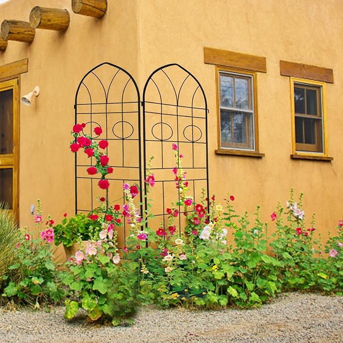 4 Pack Metal Garden Trellis 78.7 x 19.7 Rustproof Trellis for Climbing Plants Outdoor Flower Support Black
