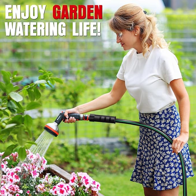 Heavy Duty Garden Hose 50ft NON-EXPANDABLE Flexible Water Hose Kink Resistant Lightweight Hybrid Hose Leakproof Hose Male to Female Fittings