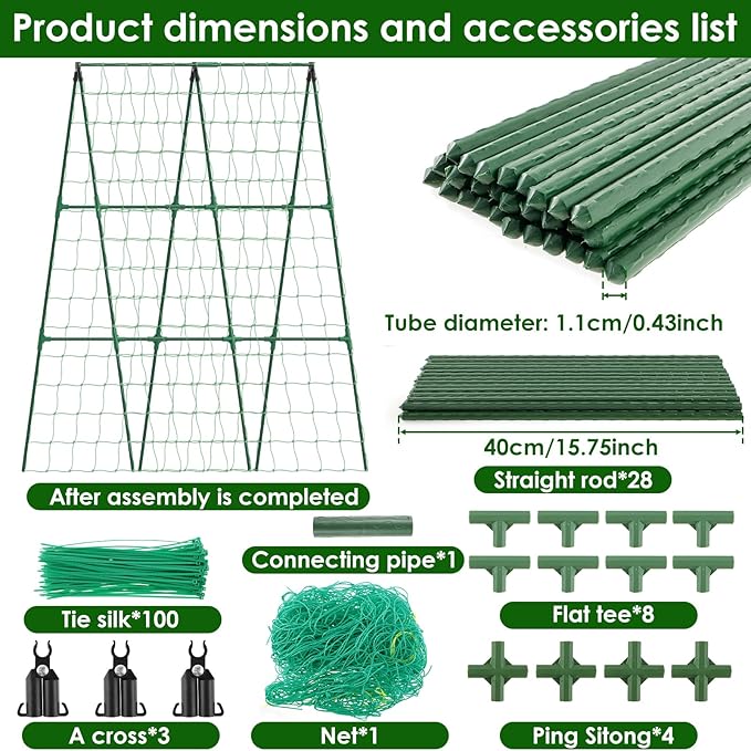 Cucumber Trellis A Frame Vegetable Trellis Easy to Install Cucumber Support Trellis Detachable Gardening Trellis Garden Climbing Frame for Climbing Tomato Vegetable
