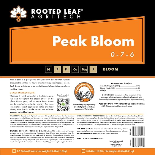 Peak Bloom - Carbon Based Liquid Flower Booster Fertilizer with Phosphorus and Potassium. Nutrition to Help Budding Plants Thrive Nutrients for Flowering Plant - Quart
