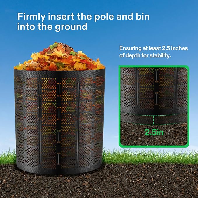 VIVOSUN 500 Gallon Outdoor Compost Bin Expandable Composter Easy to Setup &amp Large Capacity for Backyard Lawn (Black with Gloves) (Pack of 2)