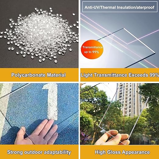 1mm /2mm Thick Clear Acrylic Plastic Sheet Polycarbonate Roofing SheetTransparent Sunlight PanelsRainproof PC Endurance BoardReplacement Cladding(Thick 2mm2 x 3.3ft)