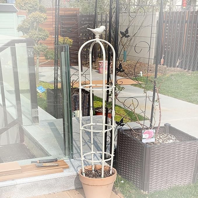 Metal Obelisk Trellis Garden Trellis for Climbing Outdoor Plants Tower 21x120cm 25x190cm 31x160cm 35x150cm Birdcage Shape Tomato Cage Easy Assembly