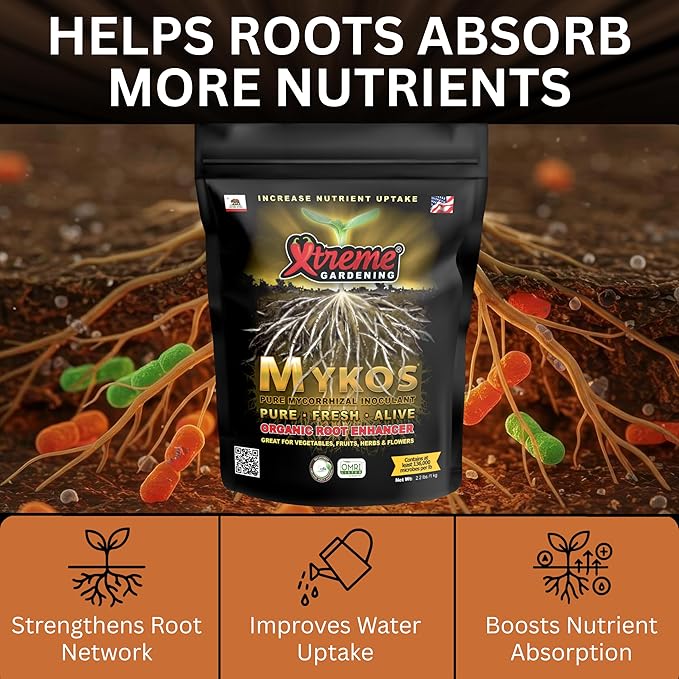 Xtreme Gardening Mykos 2.2 lb – Mycorrhizal Fungi Root Stimulator for Plants – Organic Root Booster for Stronger Roots Bigger Growth &amp Higher Yields – Mycorrhizae for Vegetables Flowers &amp Tr