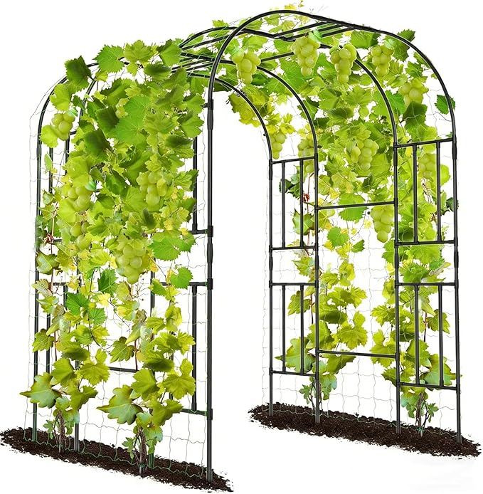 Tall Garden Arch Trellis for Climbing Plants 87in Tall Metal Plant Support Trellis Archway for Climbing Plant Vegetables Cucumber Outdoor Yard Lawn Garden Arch Tunnel Trellis