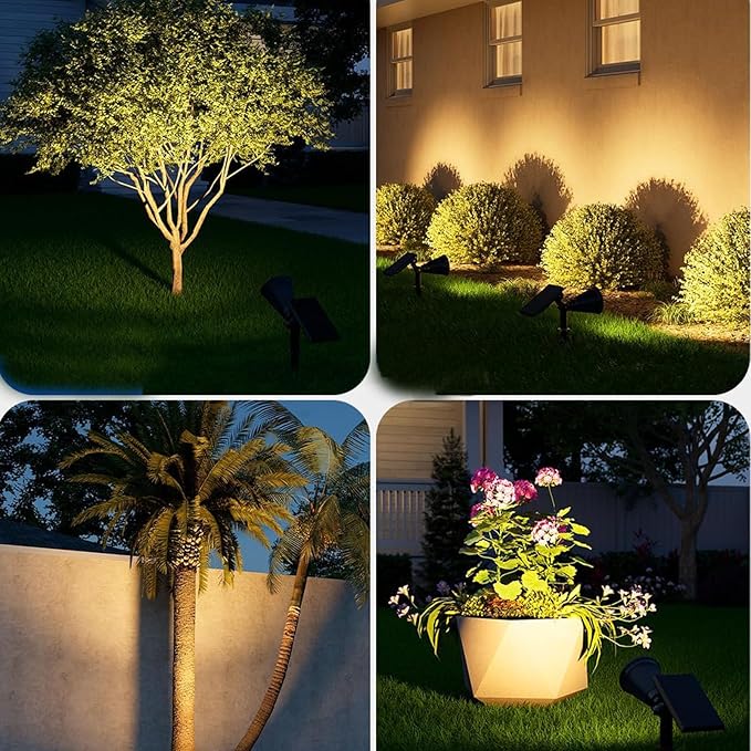 18led WarmSolar Color Changing Spot Lights Outdoor Waterproof 2 Pack Multicolor Landscape Spotlights 180° Solar Powered Lights Height Adjustable for Courtyards Balconies Gardens