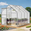 YITAHOME 6x8FT Polycarbonate Greenhouse Heavy Duty Green Houses Outdoor Aluminum Greenhouses with Sliding Doors Vent Window Walk-in Greenhouse Large Sun House for Garden Backyard Matte Silver
