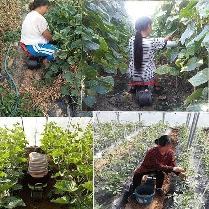 Rolling Gardening Work Stool Bearing 150kg Adjustable HeightGarden Helper with Foldable Backrestfor Yard Patio(Red2 Wheels)
