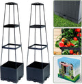 2 Packs Raised Garden Bed Tomato Planter Box with Trellis44.8 Self-Watering Tomato Cage with Trapezoidal Trellis for Climbing Plants Flowers Vegetables Vine in Patio Garden Indoor Outdoor