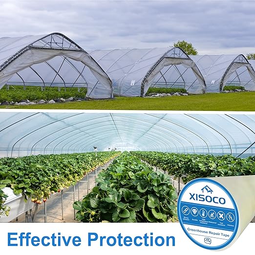 6Inch x 108FT Greenhouse Repair Tape Greenhouse Tape Heavy Duty Waterproof UV-Resistant Tent Clear Repair Tape Greenhouse Plastic Sheeting Coverings Film Tape for Sealing and Seaming