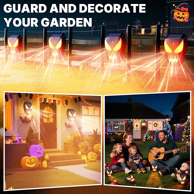 Solar Nocturnal Animal Repeller with Flickering Flame Effect Waterproof Outdoor Deterrent for Raccoon Coyote Fox Skunk Deer - Predator Light for Chicken Coop Garden