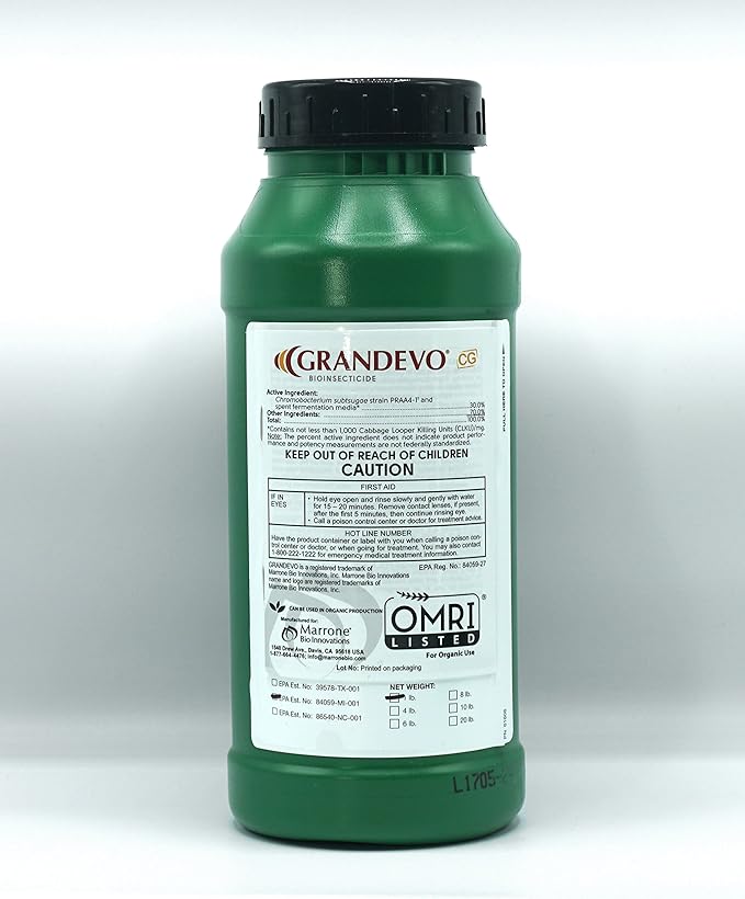 Grandevo CG Bioinsecticide Insecticide for Mites Aphids Thrips Whiteflies Mealybugs Spotted Wing Drosophila and More on Grapes Potato Tomato Strawberry etc. (1 Pound)