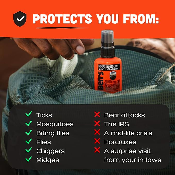 Ben's 100 Tick &amp Insect Repellent - Alcohol-Free DEET Insect Repellent Pump Spray - Offers 10 Hours of Protection for Adults &amp Children - 1.25 fl oz (Pack of 4)