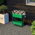 Raised Garden Bed 2 Tier Outdoor Metal Planter Box Plant Stand with Drainage Planter Holder Rack Fruit Vegetables and Flowers Can Be Grown Green