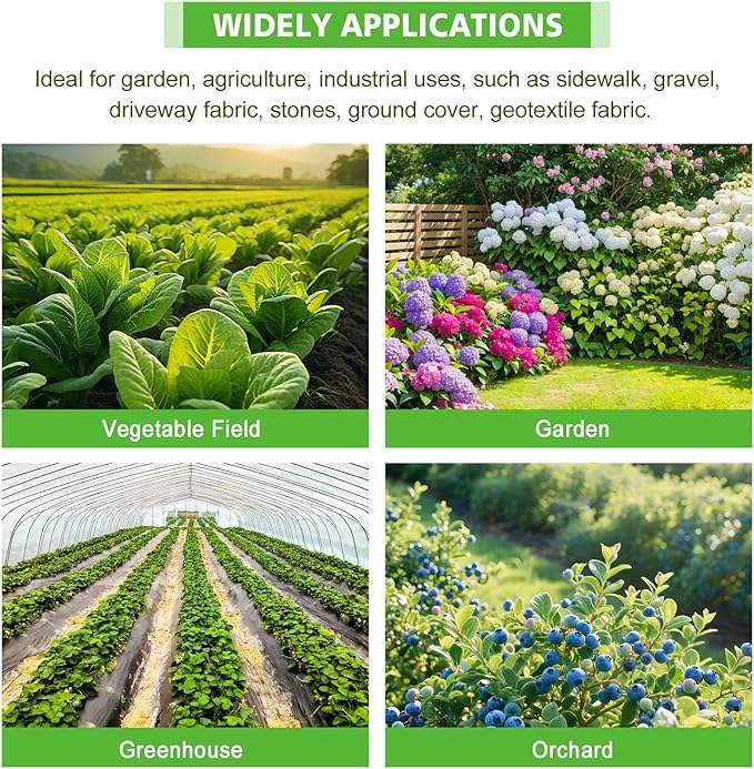 4x100FT Weed Barrier Landscape Fabric 3.2oz Heavy Duty Garden Cloth Ground Cover for Gardening Come with 20 U-Shaped Securing Pegs