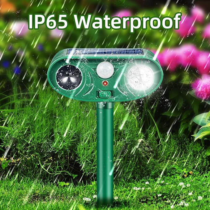 2026 Upgraded Solar Ultrasonic Animal Repeller Outdoor with Motion Sensor &amp LED Strobe Cat Repellent Outdoor Effective Dog Deer Raccoon Squirrel Deterrent for Yard Lawn Garden 4 Pack