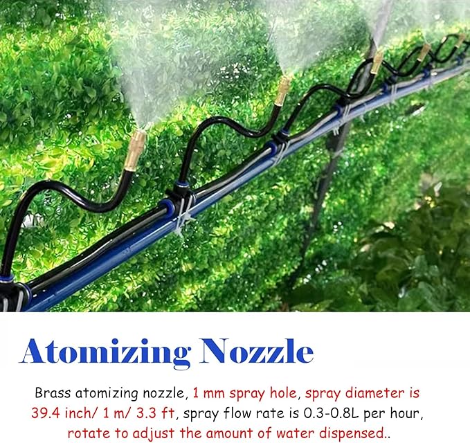 Site Fence Sprinkler System for Cooling/Dust Removal Greenhouse/Garden Irrigation Kit Versatile Outdoor Misting Cooling System with Nozzles &amp Hose(197inch/5m/16.4ft)