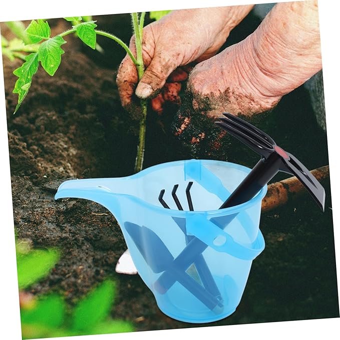 Happyyami Heavy Duty Gardening Shovel Set with Bucket and Soil Fork Portable Tools for Beach Garden and Farm Use Compact Outdoor Transplanting and Digging Kit