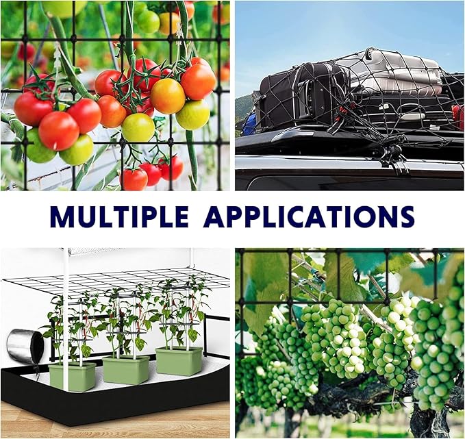 Simple Deluxe Elastic Trellis Netting for 5x5' Heavy Duty Elastic Plant with Hooks Flexible Hydroponics Support for Grow Tent Gardening Climbing Plants 2 Pack Black