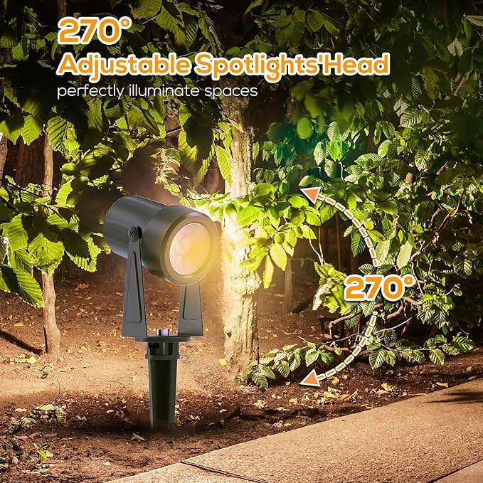 SUNTHIN Outdoor Landscape Lighting with Remote RGBW Color Changing Spot Uplights 8 Pack (4 Pack*2)