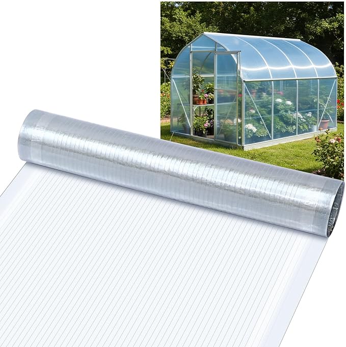 Pangda Polycarbonate Greenhouse Panel 32.81 x 3.28 ft Polycarbonate Roofing Sheet Clear UV Resistant Greenhouse Film Clear Insulation Covering Panel for Gardening Farming Agriculture Canopy