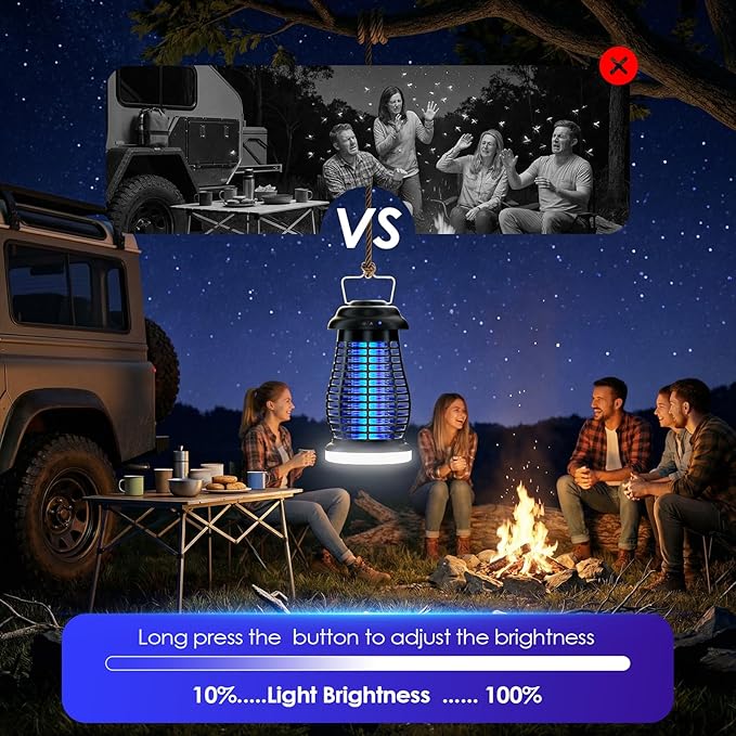 Bug Zapper Outdoor &amp IndoorCordless Portable Mosquito Zapper with Rechargeable 4800mAh Battery &amp Camping LightMosquito Repellent Outdoor PatioElectric Fly Trap for PatioKitchenBackyard an