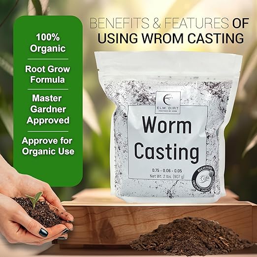 Elm Dirt 100% Organic Worm Castings &amp Bloom Juice for All Flowering Plants - Bloom Booster Fertilizer Earthworm Casting | Organic Plant Food for Houseplants Vegetables Flowers &amp Gardens Fert