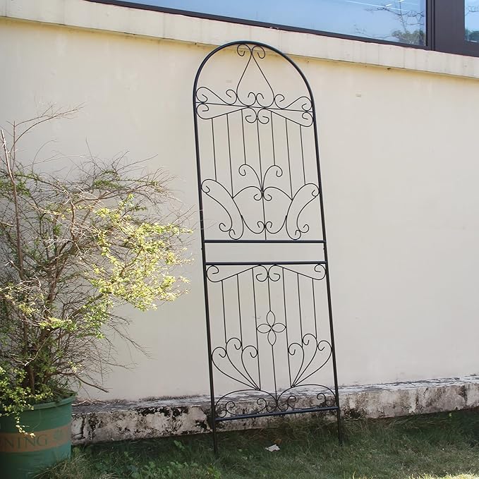 Metal Trellis 82.7 H x 26.7 W Powder-Coated Black Attractive Plant Support Garden Trellis Stylish Garden Addition Lattice Outdoor Yard Décor Roses Vine Ivy Clematis Trellises Black 1 Pack