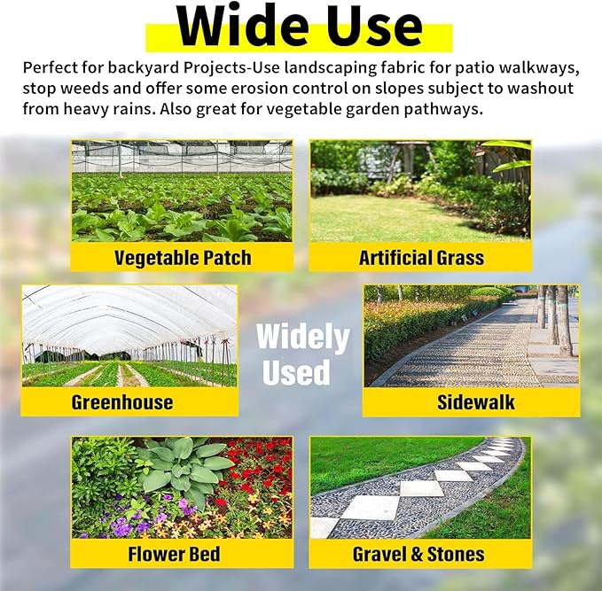 Garden Weed Barrier Landscape Fabric Weed Block Gardening Fabric Mat Weed Control Fabric for Yard Flower Bed Woven Mulch Ground Cover (Color : WxL Size : 1.5x20m/4.9x65ft)