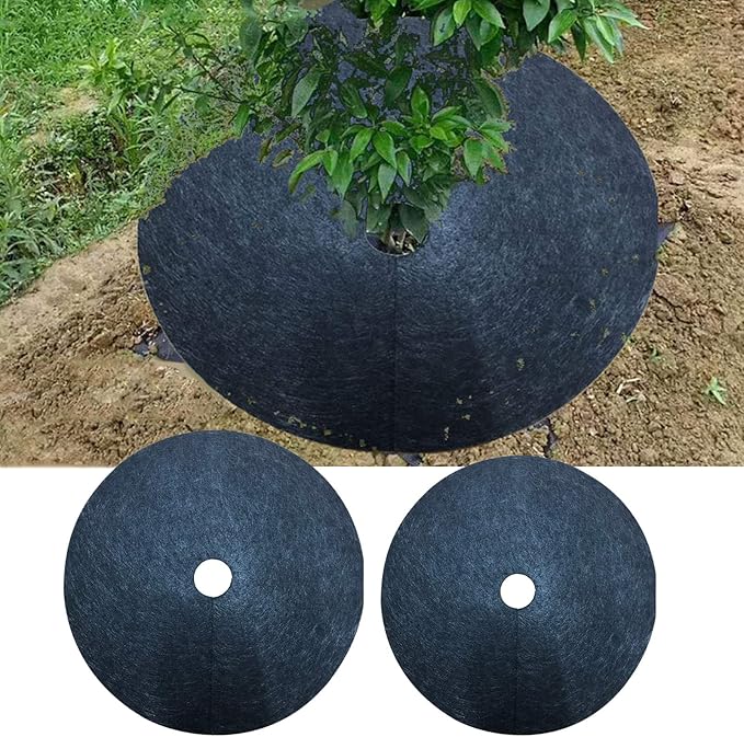 4Pcs Tree Weed Barrier Mat 32 Inch Non-Woven Landscape Fabric Tree Ring Landscape for Indoor Outdoor Tree Edging Protection 82cm