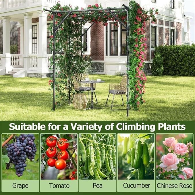 Large Garden Trellis Arch - 79x59x78 PE-Coated Metal Rustproof Plant Support for Climbing VinesClimbing Plants Vegetables Flowers Outdoor Arbor Wedding Party Decoration