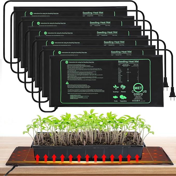 6 PCS Durable Seedling Heat Mat for Plants - 10'' x 20.5'' Bulk Seed Starting Heating Mat for Indoor Grarden Greenhouse Waterproof Warm Hydroponic Seed Mat for Plant Germination Growth
