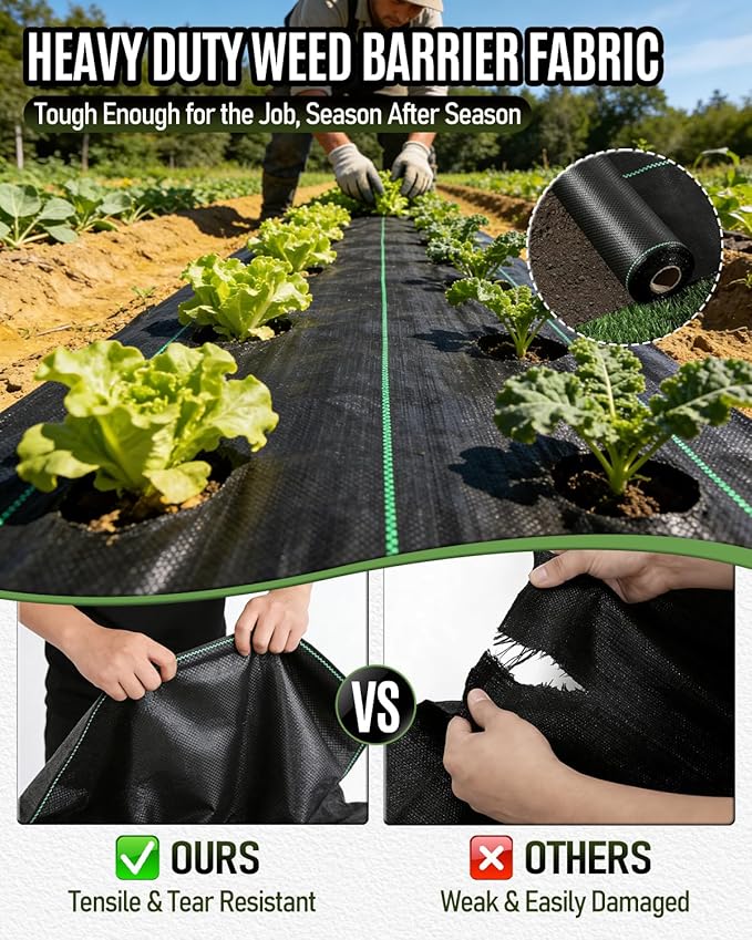 joyhalo 4ft x300ft Weed Barrier Fabric Heavy Duty 3.2oz Woven Garden Geotextile Fabric High Permeability for Weed Blocker Mat Weed Control Garden Cloth for Driveway Gravel Greenhouse
