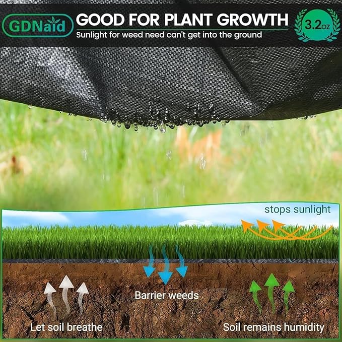 3ftx180ft Weed Barrier Landscape Fabric Heavy Duty 3.2oz Weed Barrier Garden Fabric Easy Setup Woven Landscaping Fabric