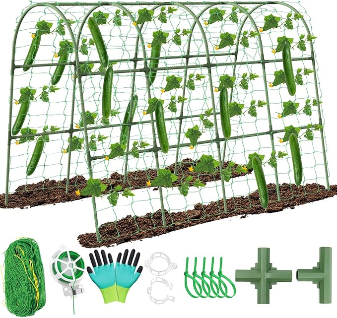 Cucumber Trellis for Raised Bed Large Size Garden Arch Trellis for Climbing Plants Outdoor Metal Garden Trellis for Spring Vegetables Cucumber Trelli for Tomato Bean Pea Grape Plant