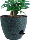 12 inch Large Self Watering Pots Plastic Planters with 60oZ Removable Deep Reservoir and Multi Mesh Drainage Holes for Indoor Outdoor Garden Plants and Flowers Black with Green Speckles