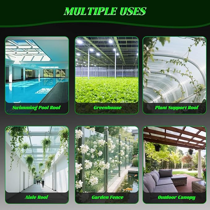 6 Pack Polycarbonate Greenhouse Panels - 4' x 2' x 0.24 Twin-Wall UV Resistant Sheets for Outdoor Garden &amp Greenhouse Covering Impact-Resistant Shatterproof and Weatherproof for Year-Round Use