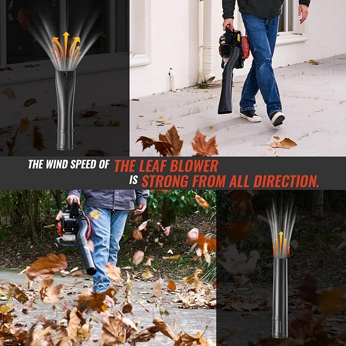 25CC Gas Leaf Blower 420-CFM 150-MPH 2 Cycle Handheld Leaf Blower for Lawn Care Leaf Cleaning and Snow Removal (Orange)