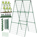 1 Set Cucumber Trellis for Raised Bed 48x48 Metal Garden Trellis Foldable A Frame Detachable Plant Support for Climbing Plants Tomato Squash Vegetable Cucumber for