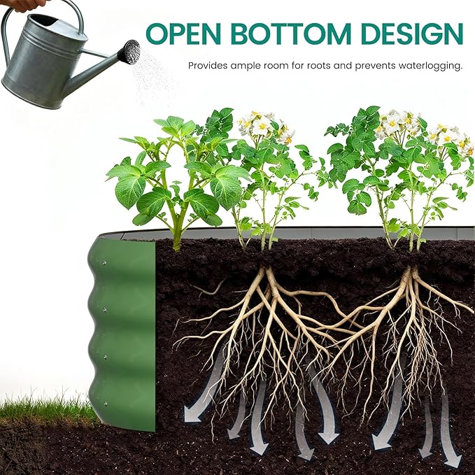 DoCred 3 in 1 Raised Garden Bed with 87in Tall Arch Trellis for Climbing Plants Galvanized Planter Garden Box Outdoor for Gardening Climbing Vegetables Flower Green