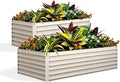 OUTLANE 2 Pack 8x4x2 ft Galvanized Raised Garden BedOutdoor Planter Box Metal Patio Kit Planting BedRust-Resistant Raised Garden Beds for Vegetables Flowers and SucculentsBeige