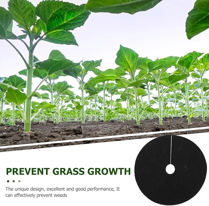 Non-Woven Tree Mulch Non-Woven Cloth Tree Mulch Ring Round Anti Grass Weed Barrier Plant Cover Weed Control Ring for Indoor Outdoor Gardens Tree Mulch Mats